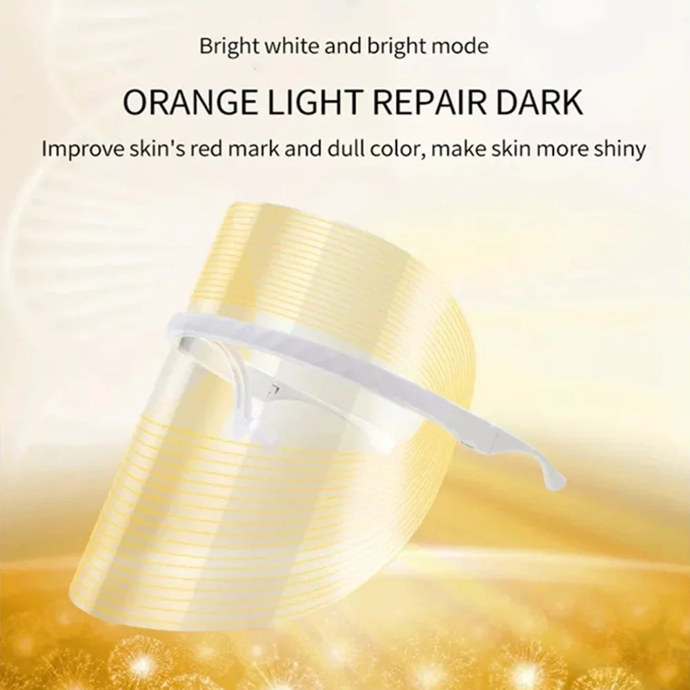 Rechargeable 3 Colors LED Photon Light Facial Mask Acne Treatment Device