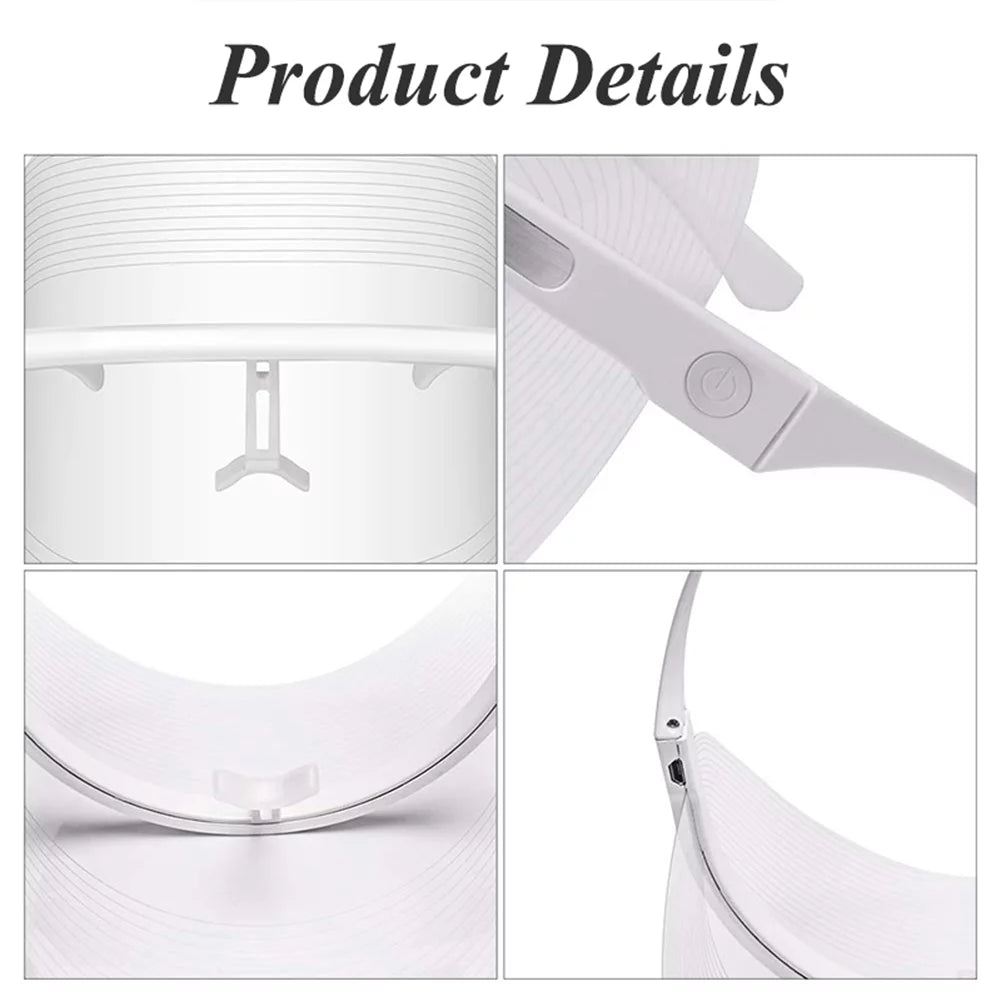 Rechargeable 3 Colors LED Photon Light Facial Mask Acne Treatment Device